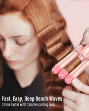 Load image into Gallery viewer, Waver Curling Iron Curling Wand - BESTOPE PRO 5 in 1 Curling Wand Set with 3 Barrel Hair Crimper for Women, Fast Heating Crimper Wand Curler in All Hair Type, Women Gifts - Leather Pink