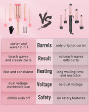 Load image into Gallery viewer, Waver Curling Iron Curling Wand - BESTOPE PRO 5 in 1 Curling Wand Set with 3 Barrel Hair Crimper for Women, Fast Heating Crimper Wand Curler in All Hair Type, Women Gifts - Leather Pink