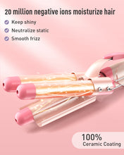 Load image into Gallery viewer, Waver Curling Iron Curling Wand - BESTOPE PRO 5 in 1 Curling Wand Set with 3 Barrel Hair Crimper for Women, Fast Heating Crimper Wand Curler in All Hair Type, Women Gifts - Leather Pink