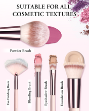 Load image into Gallery viewer, Makeup Brushes with Case, 20PCs Travel Makeup Brush Set, Foundation Concealer Blush Eyeshadow Brush Set Contour Powder Eyebrow Eyelash Brush Kit with Led Light Mirror Holder & 2 Powder Puff-Pink