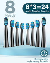 Load image into Gallery viewer, Coulax Electric Toothbrush for Adults and Kids - Coulax Electric Toothbrush, Rechargeable Toothbrush, Electric Toothbrush with 8 Brush Heads, 5 Modes, 2 Minute Timer, Dark Black