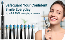 Load image into Gallery viewer, Coulax Electric Toothbrush for Adults and Kids - Coulax Electric Toothbrush, Rechargeable Toothbrush, Electric Toothbrush with 8 Brush Heads, 5 Modes, 2 Minute Timer, Dark Black