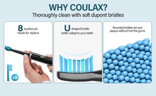 Load image into Gallery viewer, Coulax Electric Toothbrush for Adults and Kids - Coulax Electric Toothbrush, Rechargeable Toothbrush, Electric Toothbrush with 8 Brush Heads, 5 Modes, 2 Minute Timer, Dark Black