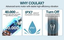 Load image into Gallery viewer, Coulax Electric Toothbrush for Adults and Kids - Coulax Electric Toothbrush, Rechargeable Toothbrush, Electric Toothbrush with 8 Brush Heads, 5 Modes, 2 Minute Timer, Dark Black