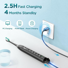 Load image into Gallery viewer, Electric Toothbrush for Adults with 8 Brush Heads, Sonic Toothbrush Rechargeable with a Holder & Travel Case, Portable Power Whitening Toothbrush with Timer, 2.5 Hours Charge for 120 Days Use - Black