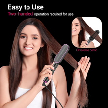 Load image into Gallery viewer, Hair Straightener Brush-Negative Ion Hair Straightener Styling Comb, 9 Temps 30s Fast Heat Straightening Brush with Hot Comb&Led Display, Straightening Comb for Women Curl, Auto Off&Anti Scald-Gray