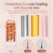Load image into Gallery viewer, Automatic Curling Iron Hair Curler, Replaceable Auto Curling Wand with 2 Size Barrels (1.25 ", 1.5") & 3 Temps, Ceramic Rotating Curling Iron for Long Hair, Auto off Waver Hair Tool with Reminder