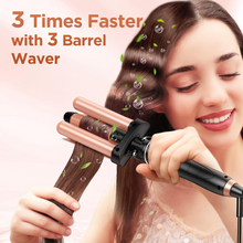 Load image into Gallery viewer, 5 in 1 Wand Curling Iron-Kinked Curling Wand Set with Flat Iron Hair Straightener, 3 Barrels Hair Crimper, 3 Ceramic Curling Irons (0.35 "-1.25"), 2 Temps Fast Heat Hair Waver Curler with Glove & Clip