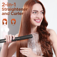 Load image into Gallery viewer, 5 in 1 Wand Curling Iron-Kinked Curling Wand Set with Flat Iron Hair Straightener, 3 Barrels Hair Crimper, 3 Ceramic Curling Irons (0.35 "-1.25"), 2 Temps Fast Heat Hair Waver Curler with Glove & Clip