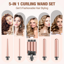 Load image into Gallery viewer, BESTOPE PRO 5 in 1 Curling Wand Set - 3 Barrel Hair Crimper with 4 Interchangeable Ceramic Curling Irons(0.35”-1.25”), Instant Heat Up, Storage Bag & Heat Protective Glove & 2 Clips