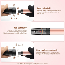Load image into Gallery viewer, BESTOPE PRO 5 in 1 Curling Wand Set - 3 Barrel Hair Crimper with 4 Interchangeable Ceramic Curling Irons(0.35”-1.25”), Instant Heat Up, Storage Bag & Heat Protective Glove & 2 Clips