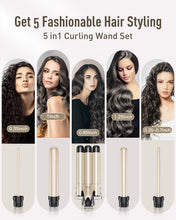 Load image into Gallery viewer, Waver Curling Iron Curling Wand - BESTOPE PRO 5 in 1 Curling Wand Set with 3 Barrel Hair Crimper for Women, Fast Heating Crimper Wand Curler in All Hair Type, Women Gifts - Gold
