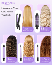 Load image into Gallery viewer, 5 in 1 Curling Iron, Curling Wand Set with Thermal Brush, Flat Iron Hair Straightener, 3 Ceramic Curling Irons (0.35"-1"), 13 Adjustable Temps, Hair Curler Waver with Heat Resistant Mat, Glove, Clip