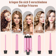Load image into Gallery viewer, Waver Curling Iron Curling Wand - BESTOPE PRO 5 in 1 Curling Wand Set with 3 Barrel Hair Crimper for Women, Fast Heating Crimper Wand Curler in All Hair Type, Women Gifts-Pink