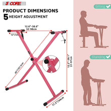 Load image into Gallery viewer, 5 Core Keyboard Stand Digital Piano Riser Adjustable X Style Electric Key Board Casio Synth Holder Foldable Portable Fits 54 61 88 Keys - KS 1X
