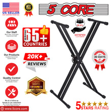 Load image into Gallery viewer, 5 Core Keyboard Stand Digital Piano Riser Adjustable X Style Heavy Duty Electric Key Board Casio Synth Holder Foldable Portable Fits 54 61 88 Keys - KS 2X