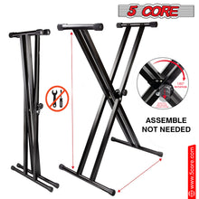 Load image into Gallery viewer, 5 Core Keyboard Stand Digital Piano Riser Adjustable X Style Heavy Duty Electric Key Board Casio Synth Holder Foldable Portable Fits 54 61 88 Keys - KS 2X
