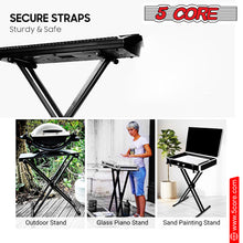 Load image into Gallery viewer, 5 Core Keyboard Stand Digital Piano Riser Adjustable X Style Heavy Duty Electric Key Board Casio Synth Holder Foldable Portable Fits 54 61 88 Keys - KS 2X