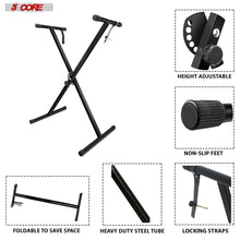 Load image into Gallery viewer, 5 Core Keyboard Stand Digital Piano Riser Adjustable X Style Electric Key Board Casio Synth Holder Foldable Portable Fits 54 61 88 Keys - KS 1X