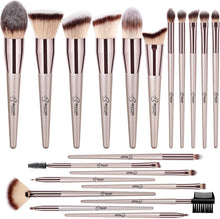 Load image into Gallery viewer, Lot de Pinceaux Maquillage 20Pcs Premium Synthétique Professionnel Pour Liquide Poudre Crème Fusion de Fond de Teint Concealer Yeux Visage Pinceaux Kit Champagne