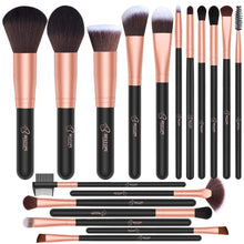 Load image into Gallery viewer, BESTOPE PRO 18 Pcs Makeup Brushes Premium Synthetic Fan Foundation Powder Kabuki Brushes Concealers Eye Shadows Make Up Brushes Kit, Rose Gold