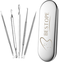 Load image into Gallery viewer, Blackhead Remover Tool Kit 5Pcs Spot Remover Tool- Acne Pimple Comedone Extractor - Pimple Popper for Facial Care Skin Protect with Silver Metal Case (5PCS)