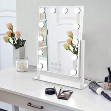 Load image into Gallery viewer, Miroir Maquillage avec 12 Ampoules LED , Miroir Cosmétique 3 Couleur Réglable, Grand Miroir de Maquillage Lumineux avec Support pour Téléphone Portable