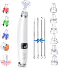 Load image into Gallery viewer, Aspirateur point noir, point noir extracteur,aspirateur point noir visage, machine point noir visage rechargeable avec 3 modes 6 sondes d'aspiration et écran éliminer Les Blackheads