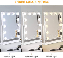 Load image into Gallery viewer, Miroir Maquillage avec 12 Ampoules LED , Miroir Cosmétique 3 Couleur Réglable, Grand Miroir de Maquillage Lumineux avec Support pour Téléphone Portable
