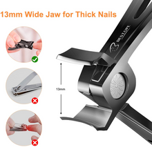 Load image into Gallery viewer, Nail Clippers Set,Fingernail Toenail Clippers,Heavy Duty Sturdy Steel Nail Cutter Trimmer Set with Carry Case for Men and Women Black 2PCS