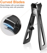Load image into Gallery viewer, Nail Clippers Set,Fingernail Toenail Clippers,Heavy Duty Sturdy Steel Nail Cutter Trimmer Set with Carry Case for Men and Women Black 2PCS