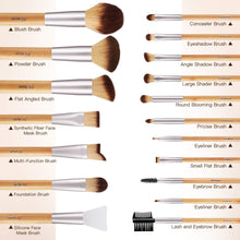 Load image into Gallery viewer, BESTOPE PRO Makeup Brushes 17Pcs Makeup Brush Set with 1 Pcs Silicone Face Mask Brush&1 Makeup Sponge&1 Brush Cleaner Premium Synthetic Concealers Foundation Eye Shadows Make Up Brush Kit Bamboo Handle