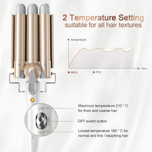 Load image into Gallery viewer, Hair Waver 3 Barrel Curling Wand - Hair Curler for Long Hair 25mm with 2 Temperature Control 30s Quick Heating for Long or Short Hair