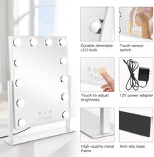 Load image into Gallery viewer, Miroir Maquillage avec 12 Ampoules LED , Miroir Cosmétique 3 Couleur Réglable, Grand Miroir de Maquillage Lumineux avec Support pour Téléphone Portable