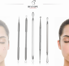 Load image into Gallery viewer, Blackhead Remover Tool Kit 5Pcs Spot Remover Tool- Acne Pimple Comedone Extractor - Pimple Popper for Facial Care Skin Protect with Silver Metal Case (5PCS)