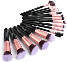 Load image into Gallery viewer, Pinceaux de Maquillage 16 Pièces Ensemble de Pinceaux de Maquillage Fond de Teint Synthétique Poudre Correcteur Pinceaux et Pinceaux Pour Les Yeux avec éponge de Maquillage (Noir16pcs)
