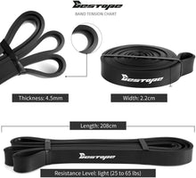 Load image into Gallery viewer, Long Resistance Band Exercise Band, Premium Black Pull Up Resistance Band for Women and Men, Ideal for Home Gym Fitness, Yoga, Pilates, Powerlifting