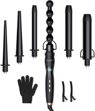 Load image into Gallery viewer, Lockenstab Set BESTOPE Pro Upate Lockenstäbe 6 in 1 Welleneisen mit Lockenwickler 30s schnelle Heizung Wellenstyler Keramikbeschichtung mit LCD-Display