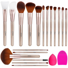 Load image into Gallery viewer, BESTOPE Pro Makeup Brushes 16PCs Premium Synthetic Professional Makeup Brush set with 2PCs Silicone Face Mask Brush 1 Makeup Sponge and 1 Brush Cleaner Foundation Brushes Blending Shadows Make Up Brushes