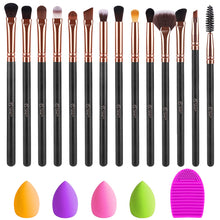 Load image into Gallery viewer, BESTOPE Pro Eye Makeup Brushes 14pcs Eyeshadow Makeup Brushes Set Premium Synthetic Makeup Brush with 4 Mini Blender Sponge&1 Brush Cleaner for Eyeshadow, Eyebrow, Eyeliner, Blending, rose gold