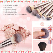 Load image into Gallery viewer, Lot de Pinceaux Maquillage 20Pcs Premium Synthétique Professionnel Pour Liquide Poudre Crème Fusion de Fond de Teint Concealer Yeux Visage Pinceaux Kit Champagne