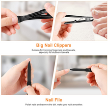 Load image into Gallery viewer, Nail Clippers Set,Fingernail Toenail Clippers,Heavy Duty Sturdy Steel Nail Cutter Trimmer Set with Carry Case for Men and Women Black 2PCS