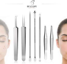 Load image into Gallery viewer, 毛抜き 7本セット 収納ケース付き 角栓取り 毛穴ケア専用キット ニキビ取り 黒ニキビ除去