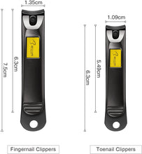 Load image into Gallery viewer, Lot de 2 coupe-ongles en acier inoxydable pour ongles de doigts et d'orteils