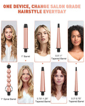Load image into Gallery viewer, 5 in 1 Curling Iron Set - BESTOPE PRO Curling Wand Iron with Interchangeable Barrels, 0.35”-1.25” Hair Curler Wand for Hairstyle, Instant Heat Up