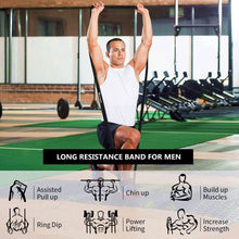 Load image into Gallery viewer, Long Resistance Band Exercise Band, Premium Black Pull Up Resistance Band for Women and Men, Ideal for Home Gym Fitness, Yoga, Pilates, Powerlifting