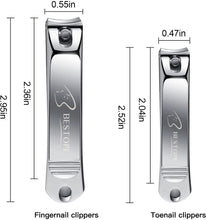 Load image into Gallery viewer, Nail Clippers, 2 Pcs Nail Cutter Set Sharpest Stainless Steel Fingernail + Toenail Kit Perfect for Men & Women