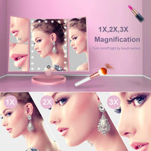 Load image into Gallery viewer, Makeup Mirror Lighted Makeup Mirror with Lights,Vanity Mirror with 2x/3x Magnification,180 Degree Rotation,Cosmetic Light Up Mirror