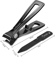 Load image into Gallery viewer, Nail Clippers Set,Fingernail Toenail Clippers,Heavy Duty Sturdy Steel Nail Cutter Trimmer Set with Carry Case for Men and Women Black 2PCS