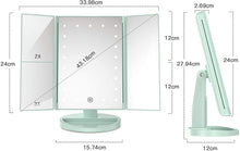 Load image into Gallery viewer, 化粧鏡 化粧ミラー 鏡 三面鏡 女優ミラー 卓上 led付き 折りたたみ 拡大鏡 2&3倍 明るさ調節可能 180°回転 電池&USB 2WAY給電